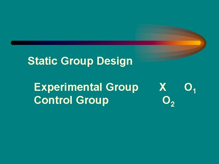 Static Group Design Experimental Group Control Group X O 1 O 2 