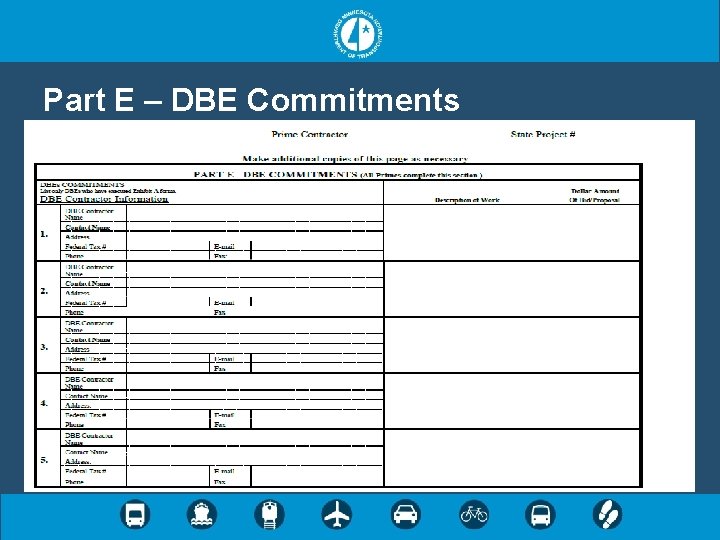 Part E – DBE Commitments 