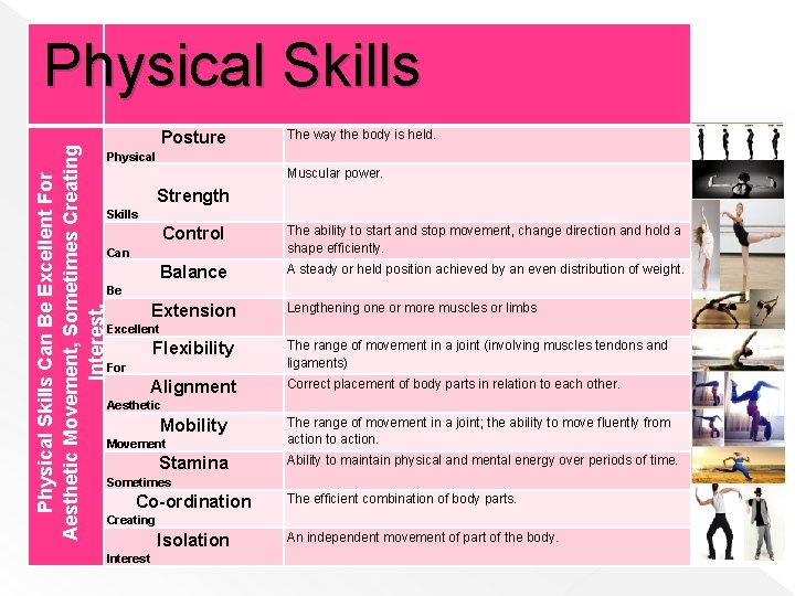  Physical Skills Can Be Excellent For Aesthetic Movement, Sometimes Creating Interest. Posture The