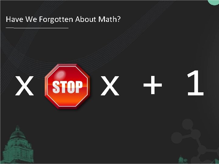 Have We Forgotten About Math? x = x + 1 