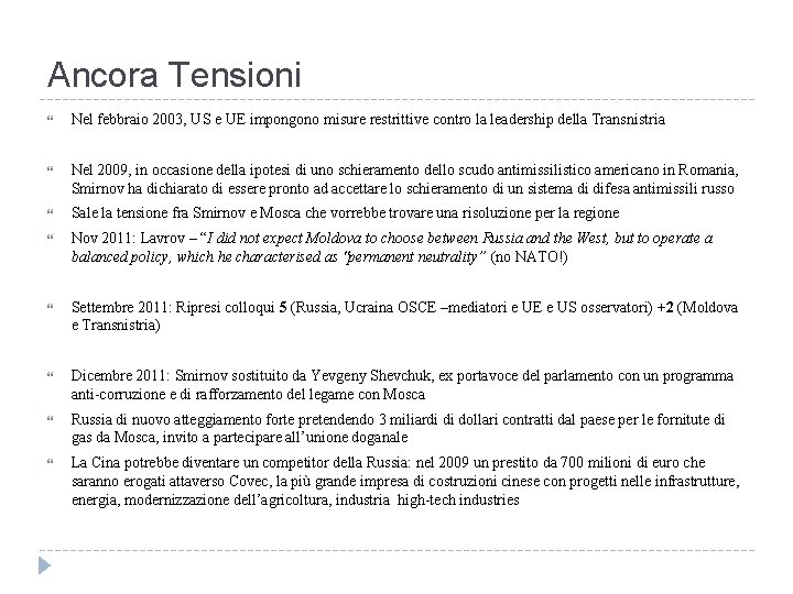 Ancora Tensioni Nel febbraio 2003, US e UE impongono misure restrittive contro la leadership