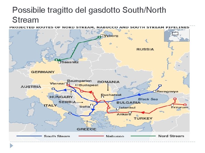 Possibile tragitto del gasdotto South/North Stream 