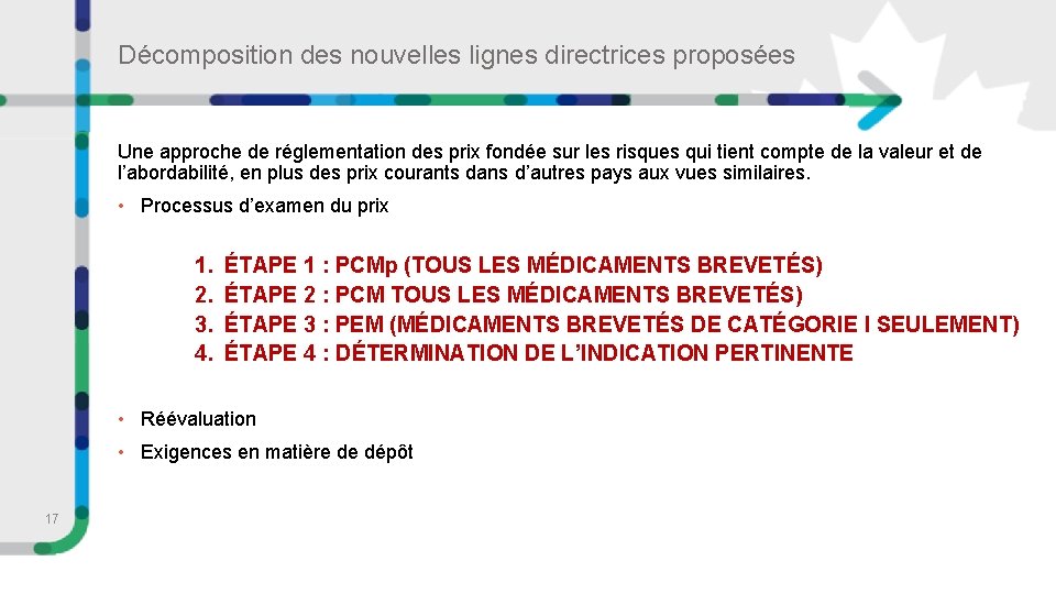 Décomposition des nouvelles lignes directrices proposées Une approche de réglementation des prix fondée sur