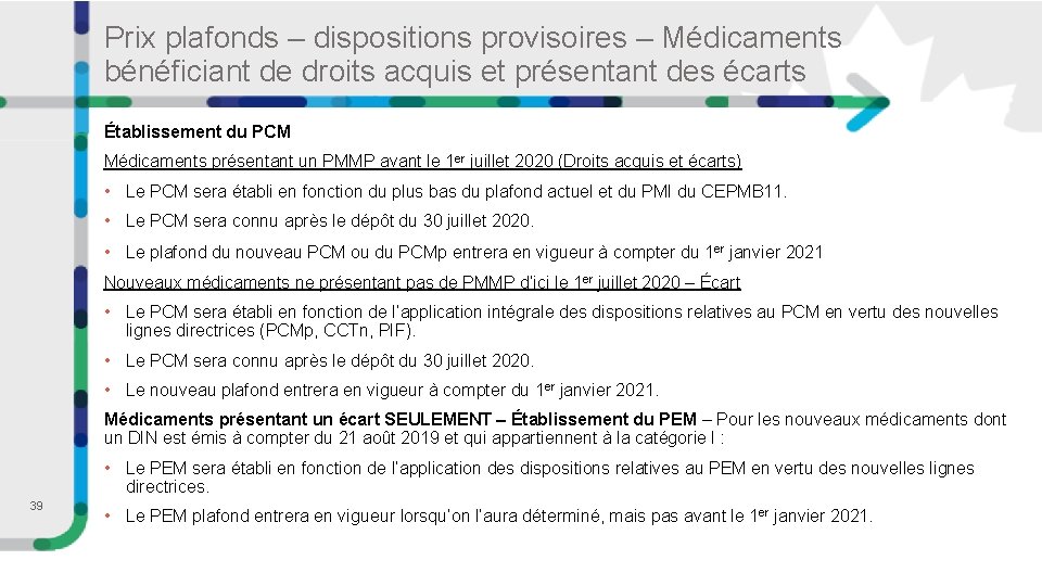 Prix plafonds – dispositions provisoires – Médicaments bénéficiant de droits acquis et présentant des