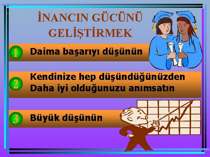 İNANCIN GÜCÜNÜ GELİŞTİRMEK 1 Daima başarıyı düşünün 2 Kendinize hep düşündüğünüzden Daha iyi olduğunuzu