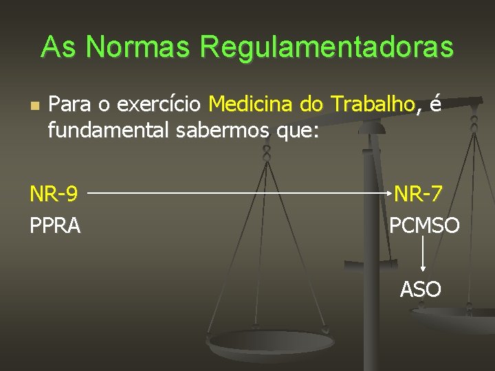 As Normas Regulamentadoras Para o exercício Medicina do Trabalho, é fundamental sabermos que: NR-9