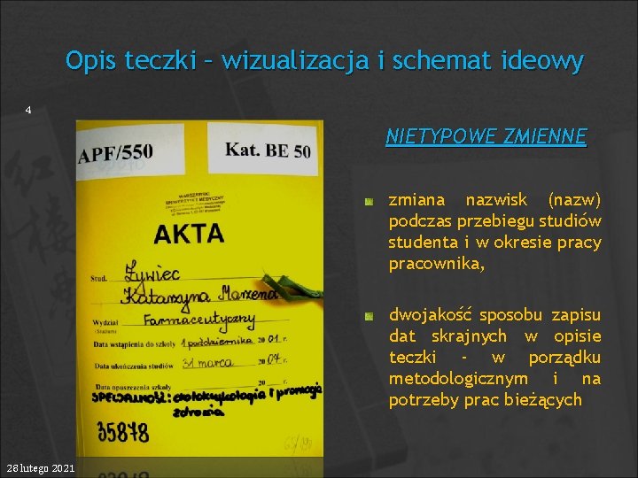 Opis teczki – wizualizacja i schemat ideowy 4 NIETYPOWE ZMIENNE zmiana nazwisk (nazw) podczas