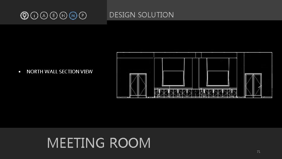 DESIGN SOLUTION § NORTH WALL SECTION VIEW MEETING ROOM 71 
