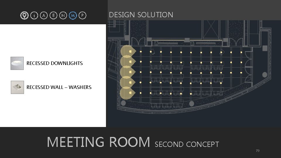 DESIGN SOLUTION § RECESSED DOWNLIGHTS § RECESSED WALL – WASHERS MEETING ROOM SECOND CONCEPT