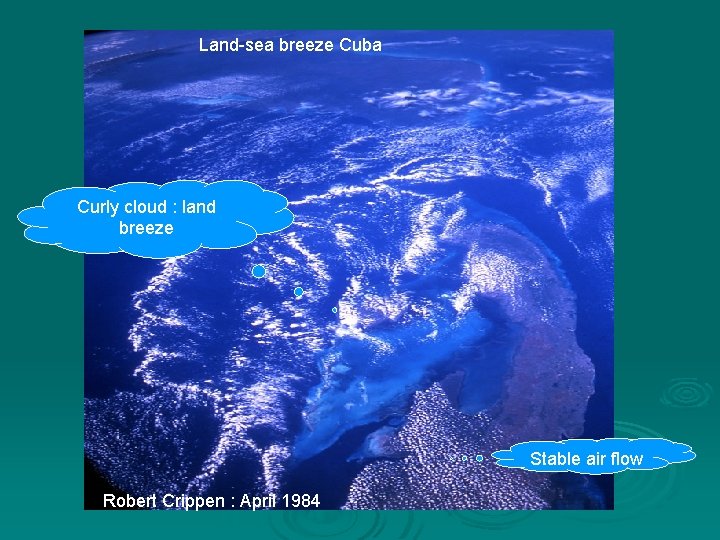 Land-sea breeze Cuba Curly cloud : land breeze Stable air flow Robert Crippen :