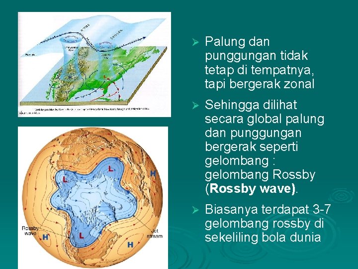 Ø Palung dan punggungan tidak tetap di tempatnya, tapi bergerak zonal Ø Sehingga dilihat