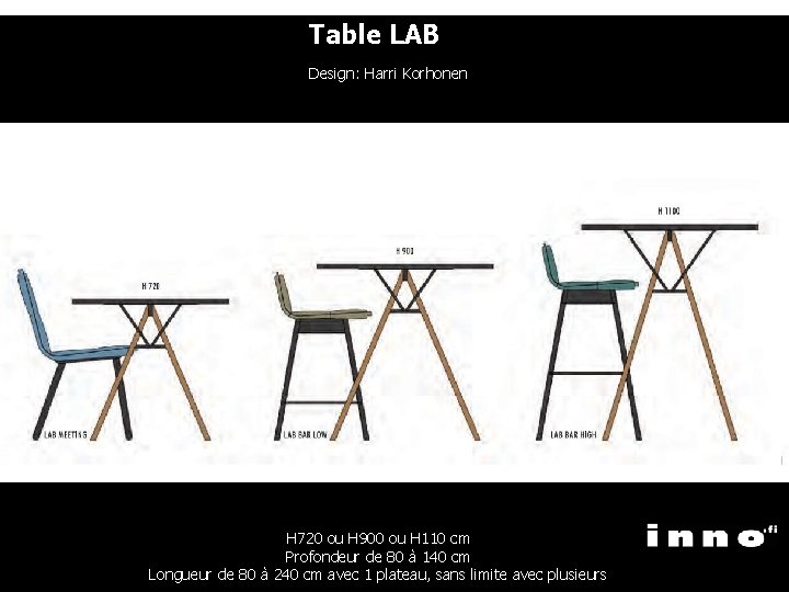 Table LAB Design: Harri Korhonen H 720 ou H 900 ou H 110 cm