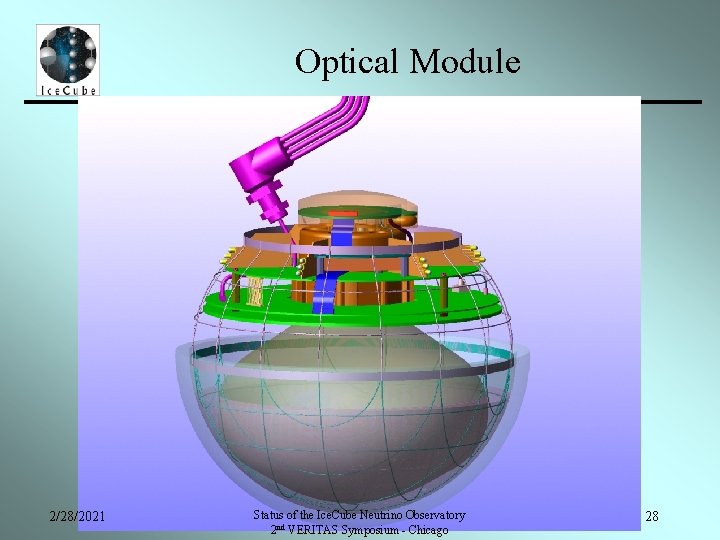 Optical Module 2/28/2021 Status of the Ice. Cube Neutrino Observatory 2 nd VERITAS Symposium