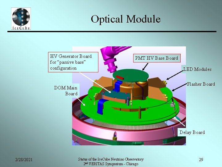 Optical Module HV Generator Board for “passive base” configuration PMT HV Base Board LED