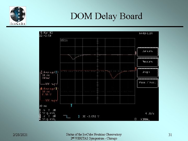 DOM Delay Board 2/28/2021 Status of the Ice. Cube Neutrino Observatory 2 nd VERITAS