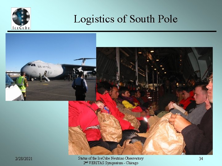 Logistics of South Pole 2/28/2021 Status of the Ice. Cube Neutrino Observatory 2 nd