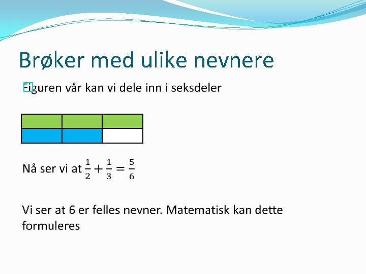 Brøker med ulike nevnere � 