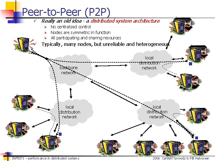 Peer-to-Peer (P 2 P) ü Really an old idea - a distributed system architecture