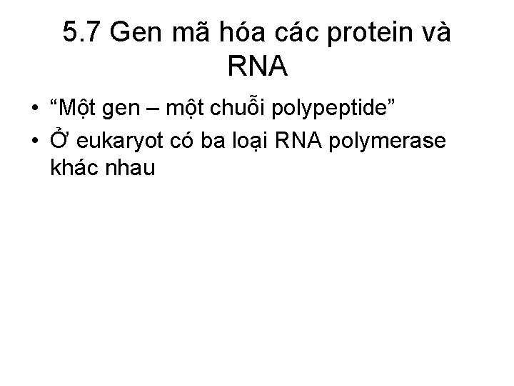 5. 7 Gen mã hóa các protein và RNA • “Một gen – một