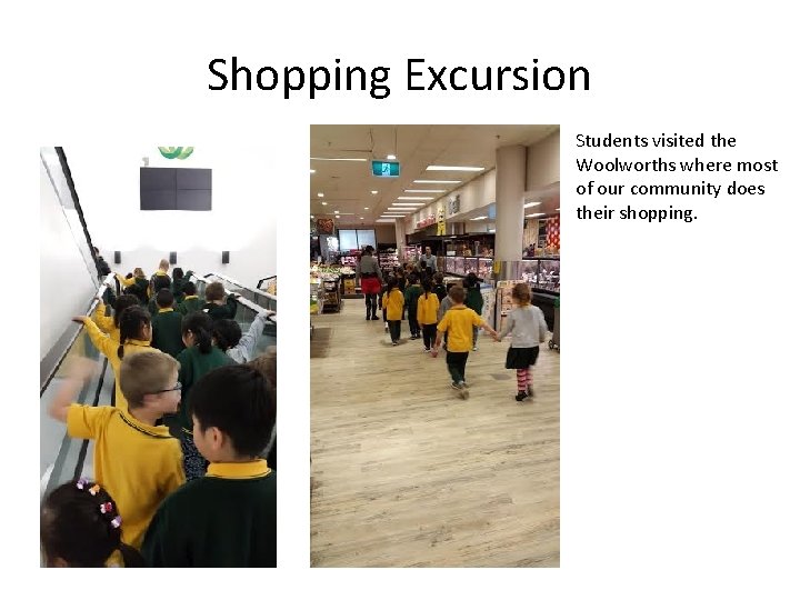 Shopping Excursion Students visited the Woolworths where most of our community does their shopping.