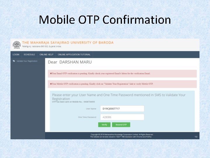 Mobile OTP Confirmation 