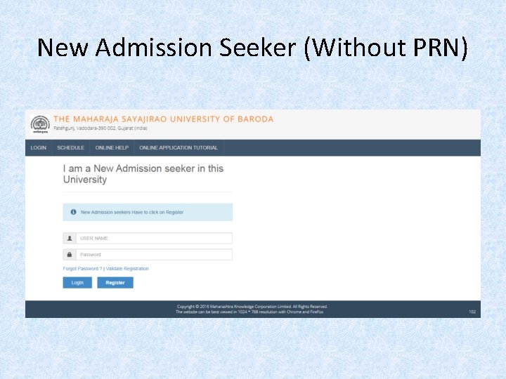 New Admission Seeker (Without PRN) 
