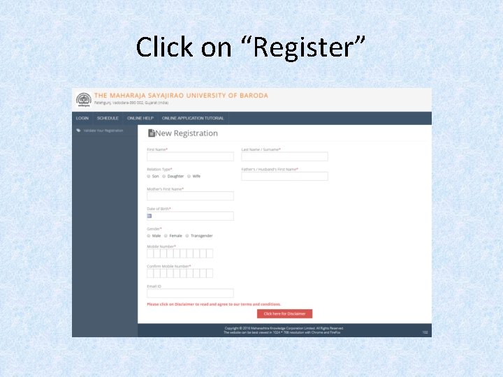 Click on “Register” 