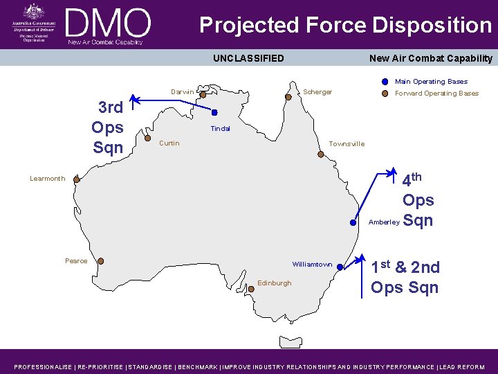 Projected Force Disposition UNCLASSIFIED New Air Combat Capability Main Operating Bases Darwin 3 rd