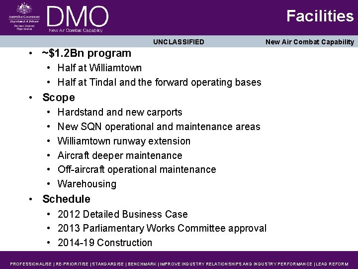 Facilities UNCLASSIFIED New Air Combat Capability • ~$1. 2 Bn program • Half at