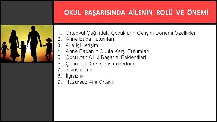 OKUL BAŞARISINDA AİLENİN ROLÜ VE ÖNEMİ 1. 2. 3. 4. 5. 6. 7. 8.