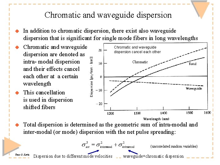 Chromatic and waveguide dispersion u u In addition to chromatic dispersion, there exist also