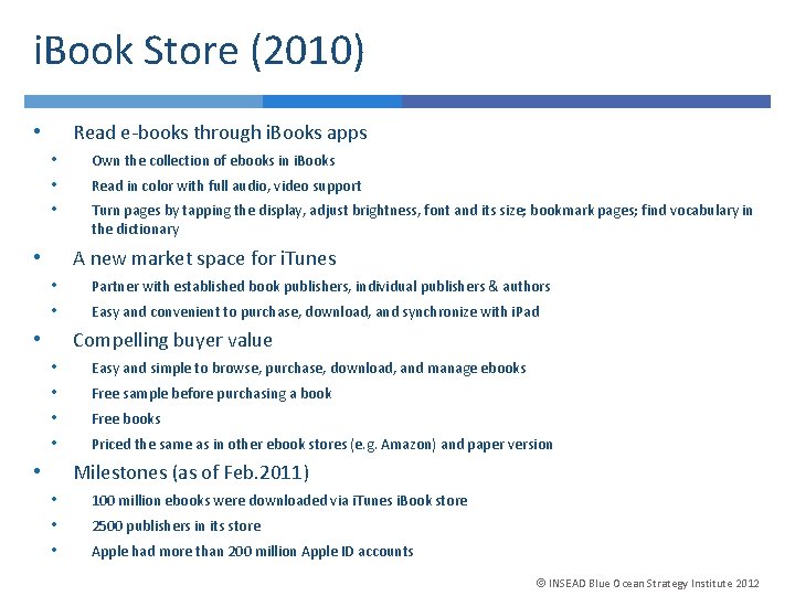 i. Book Store (2010) • Read e-books through i. Books apps • • Own