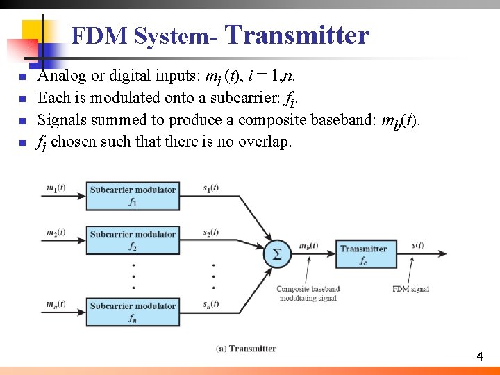 FDM System- Transmitter n n Analog or digital inputs: mi (t), i = 1,