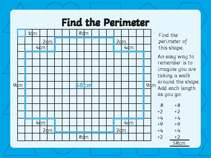 Find the Perimeter 1 cm 8 cm 2 cm 4 cm An easy way