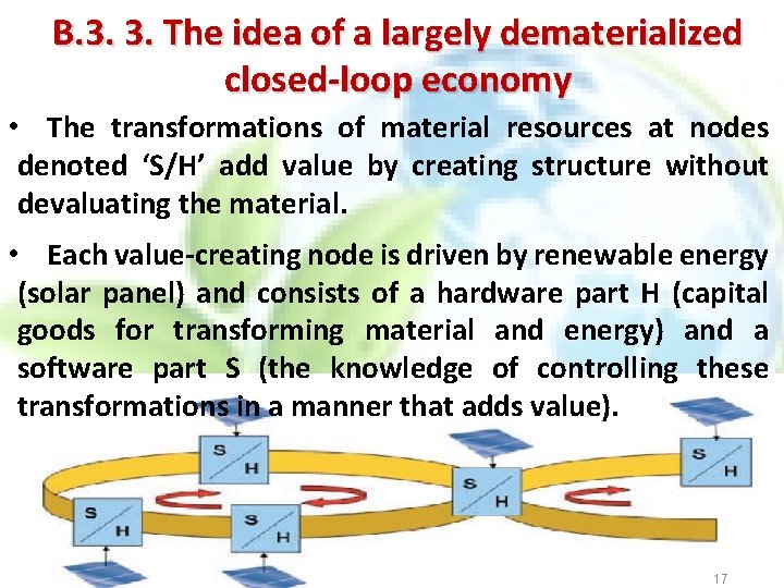 B. 3. 3. The idea of a largely dematerialized closed-loop economy • The transformations