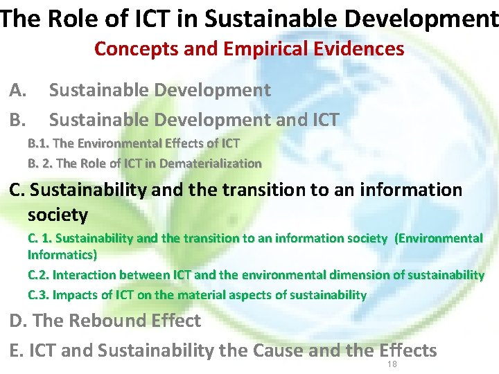 The Role of ICT in Sustainable Development Concepts and Empirical Evidences A. B. Sustainable