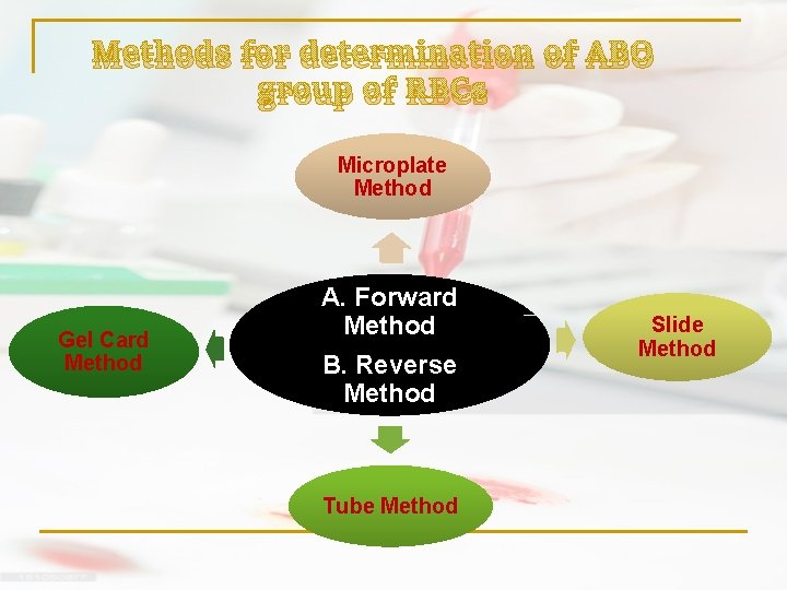 Methods for determination of ABO group of RBCs Microplate Method Gel Card Method A.