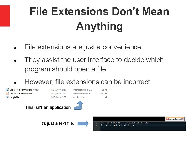 File Extensions Don't Mean Anything File extensions are just a convenience They assist the