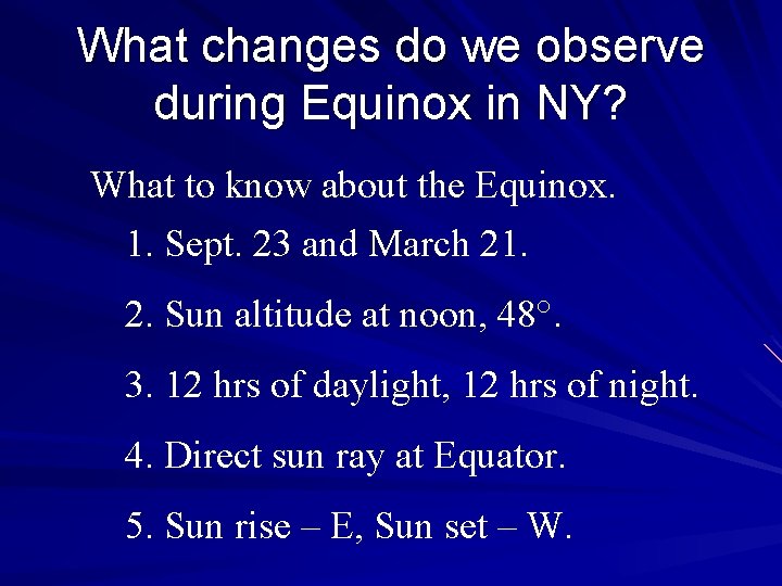 What changes do we observe during Equinox in NY? What to know about the