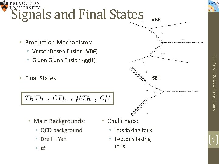 Signals and Final States VBF • Production Mechanisms: gg. H • Final States Sam