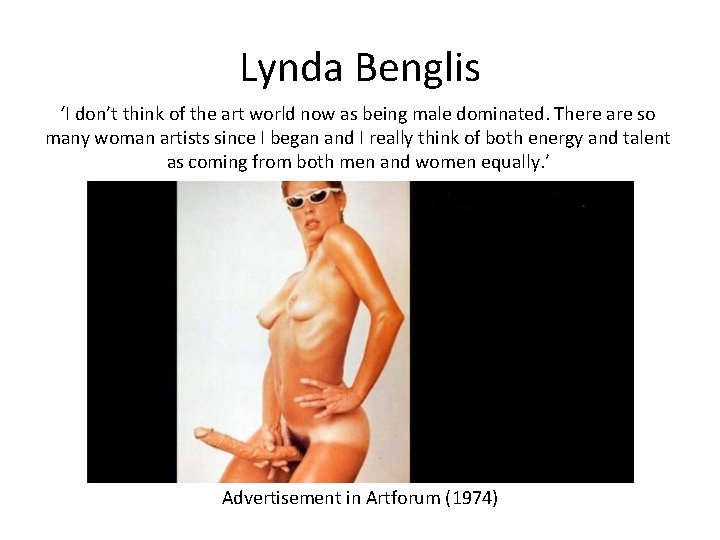 Lynda Benglis ‘I don’t think of the art world now as being male dominated.
