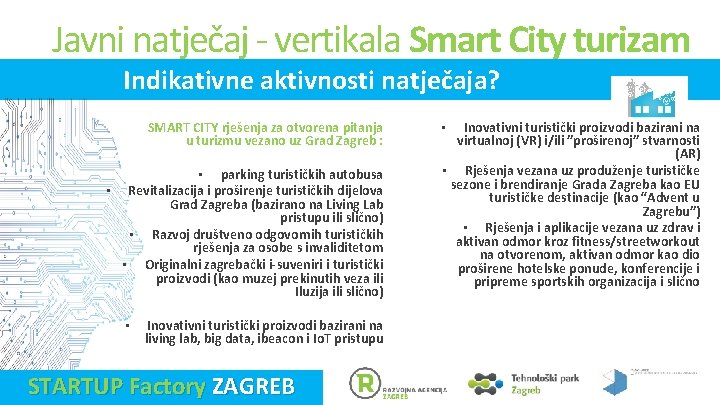 Javni natječaj - vertikala Smart City turizam Indikativne aktivnosti natječaja? SMART CITY rješenja za