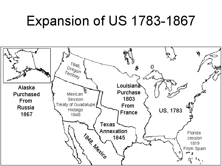Expansion of US 1783 -1867 184 Ore 6, g Ter on ritor y Alaska