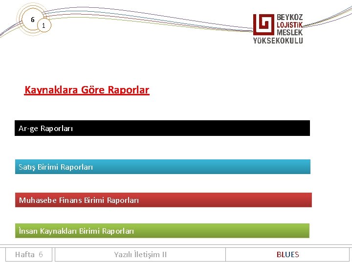 6 1 Kaynaklara Göre Raporlar Ar-ge Raporları Satış Birimi Raporları Muhasebe Finans Birimi Raporları