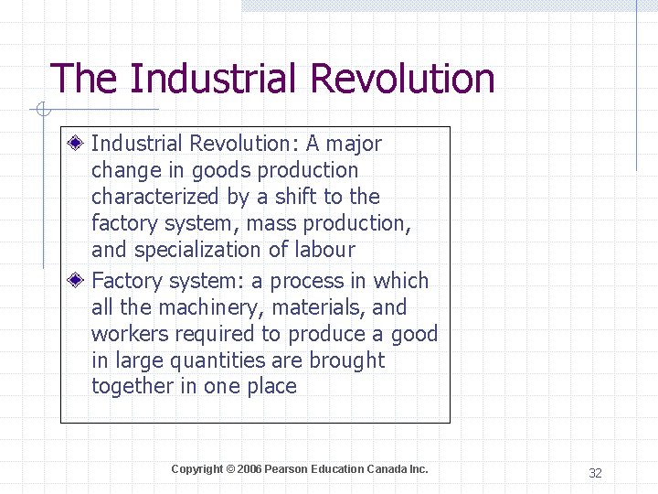 The Industrial Revolution: A major change in goods production characterized by a shift to