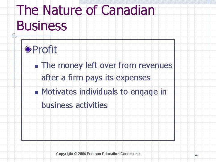 The Nature of Canadian Business Profit n n The money left over from revenues