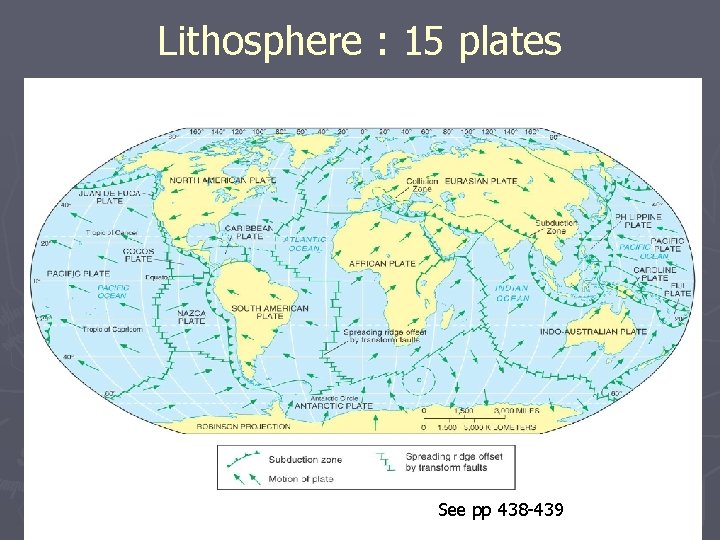 Lithosphere : 15 plates See pp 438 -439 