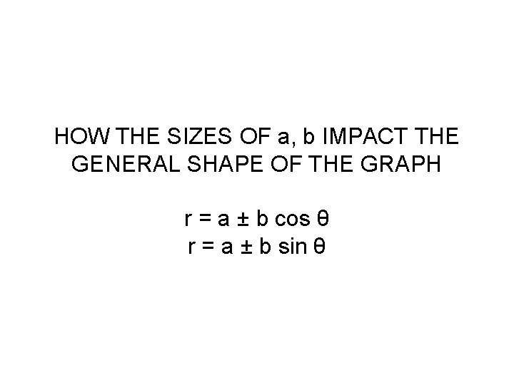 HOW THE SIZES OF a, b IMPACT THE GENERAL SHAPE OF THE GRAPH r