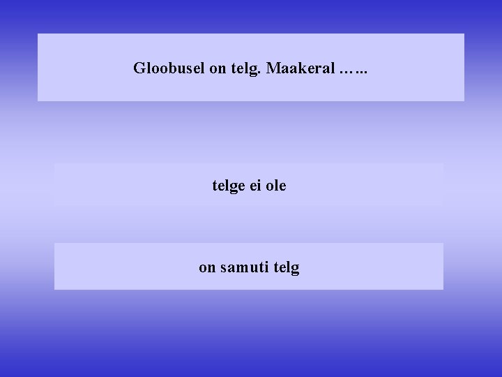 Gloobusel on telg. Maakeral …. . . telge ei ole on samuti telg 