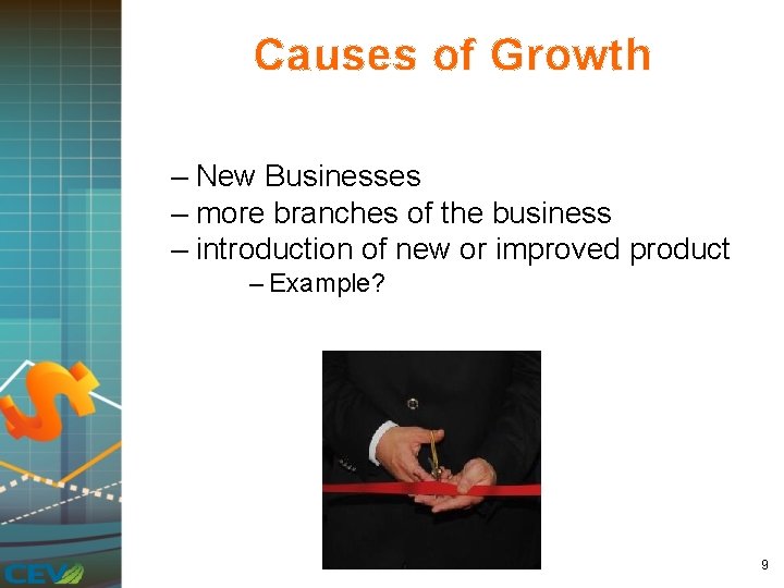 Causes of Growth – New Businesses – more branches of the business – introduction